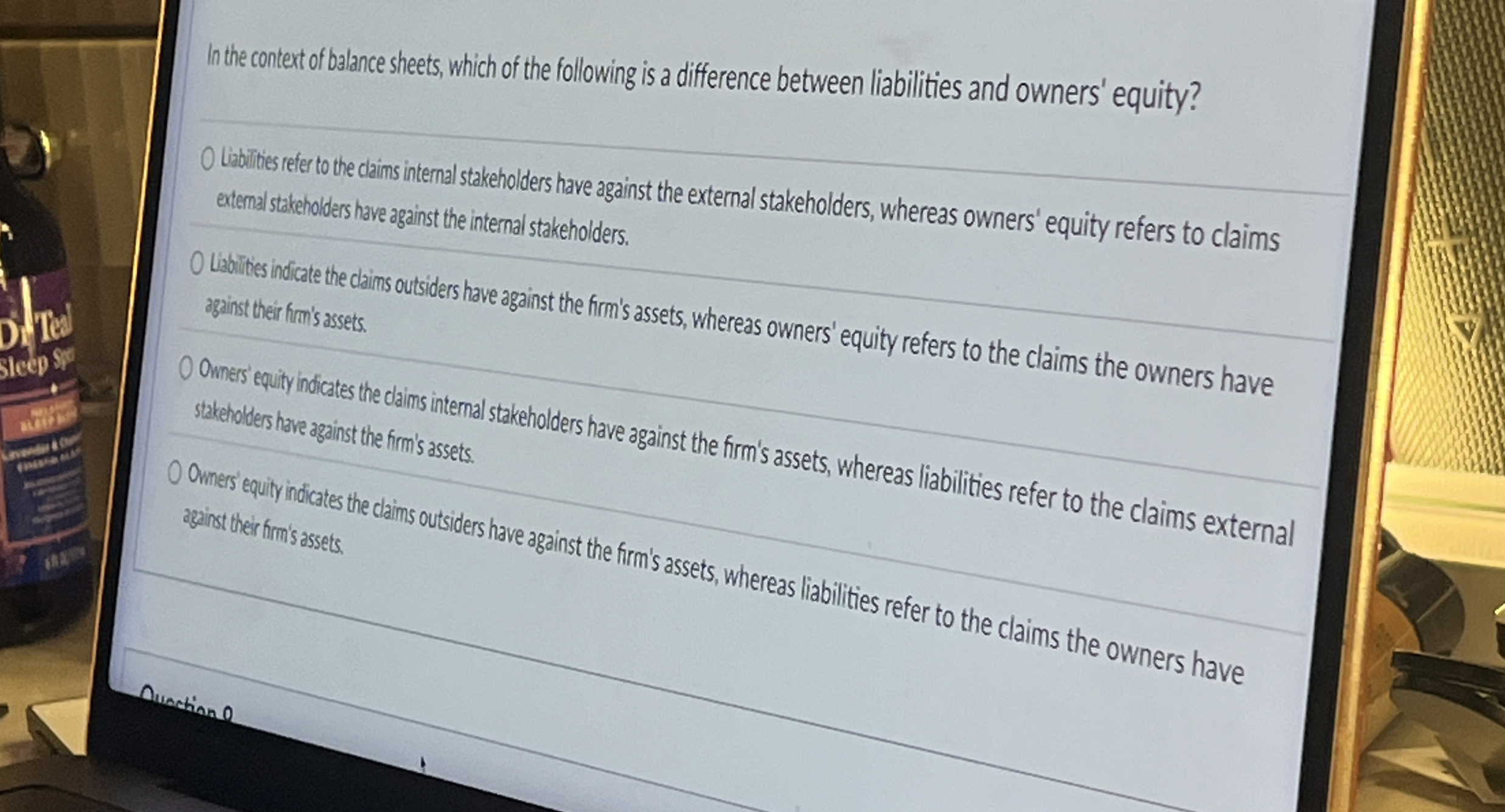 In the context of balance sheets, which of the