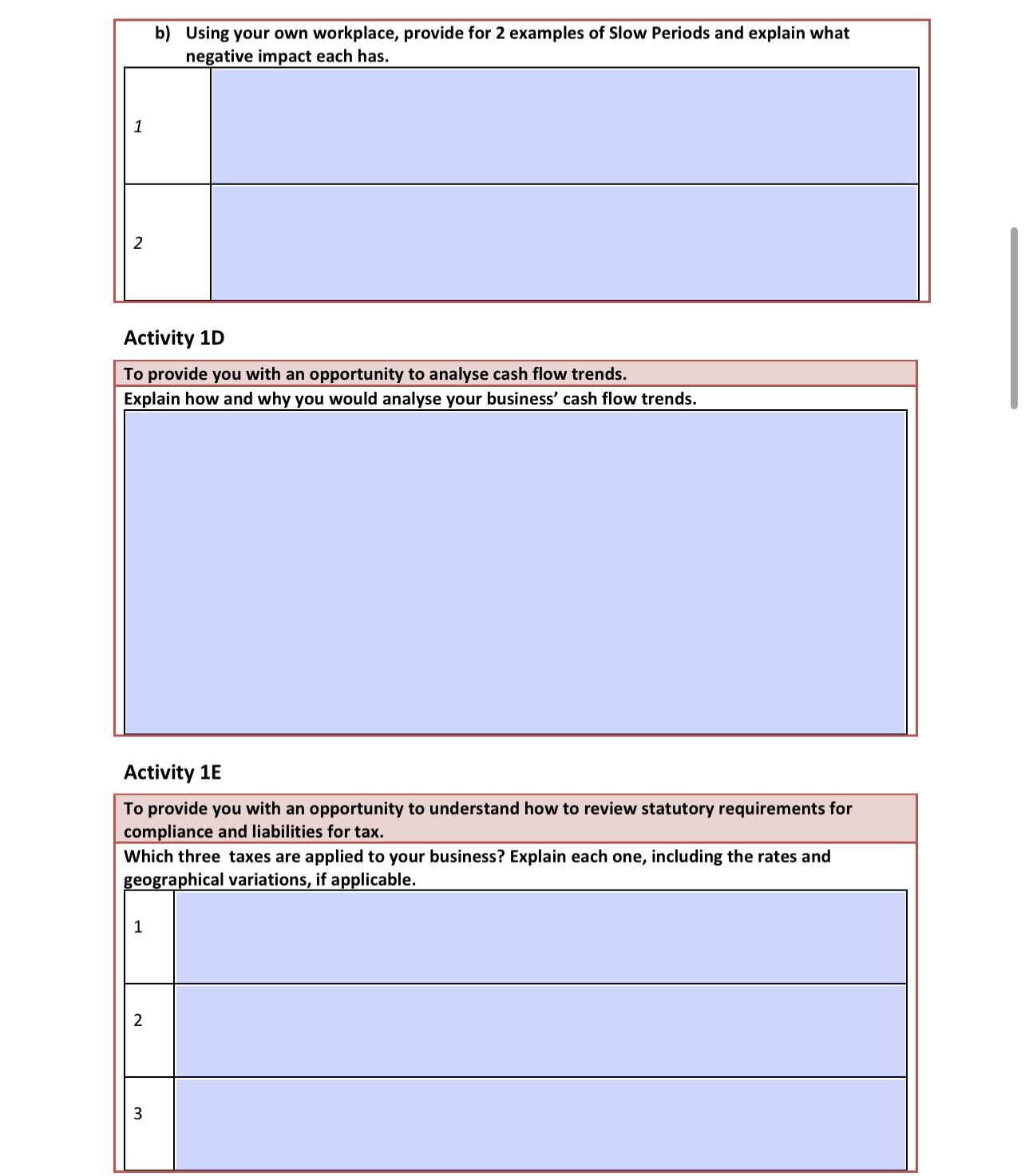 Activity 1A To provide you with an opportunity to