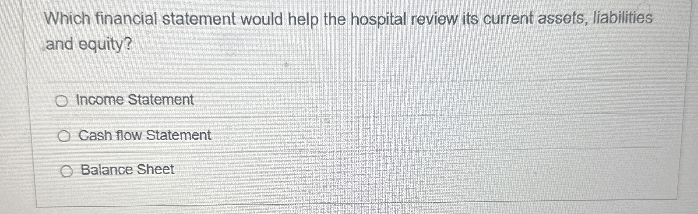 Which financial statement would help the hospital