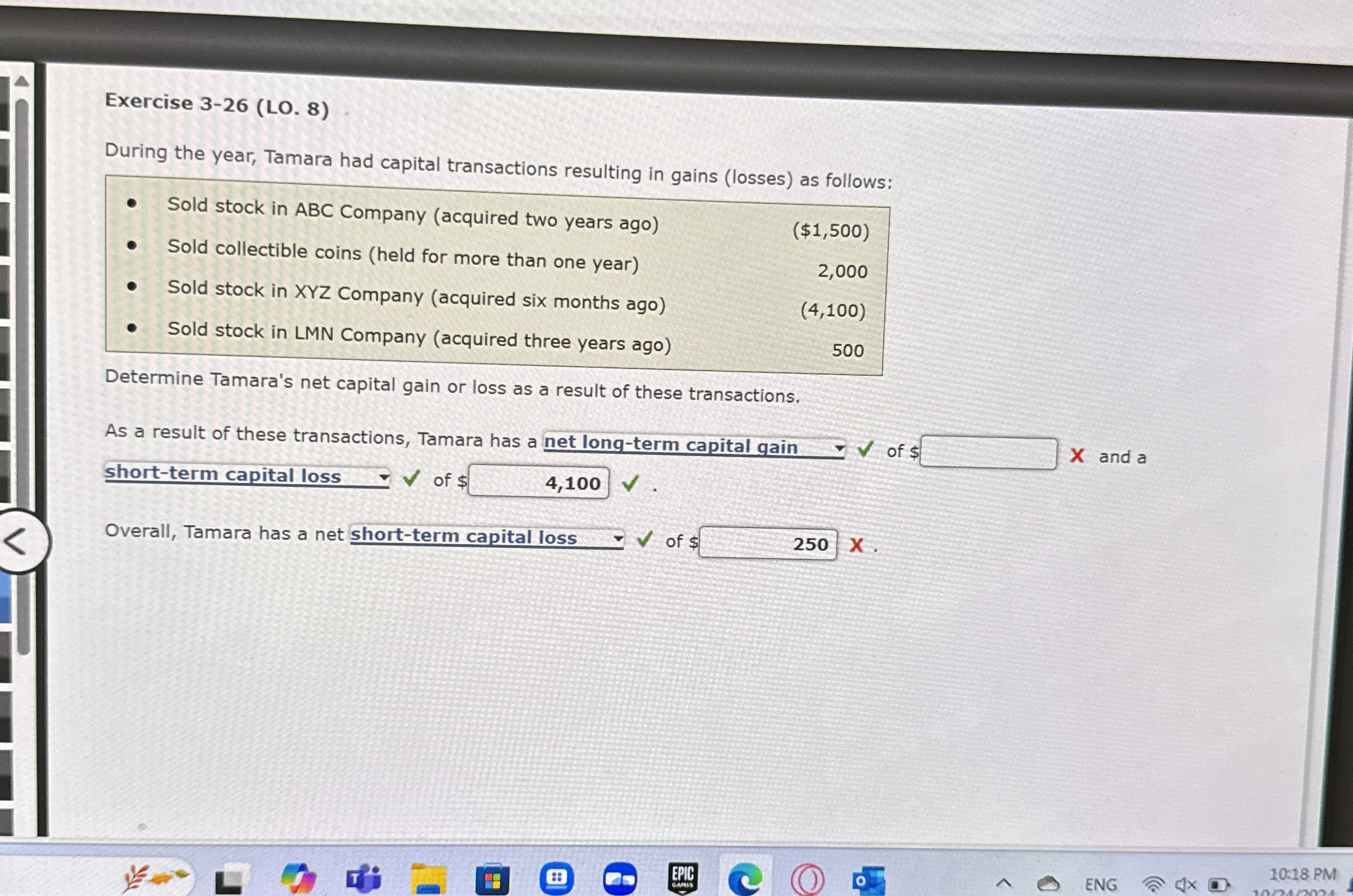 Exercise 3 - 2 6 ( LO . 8 ) During the year,