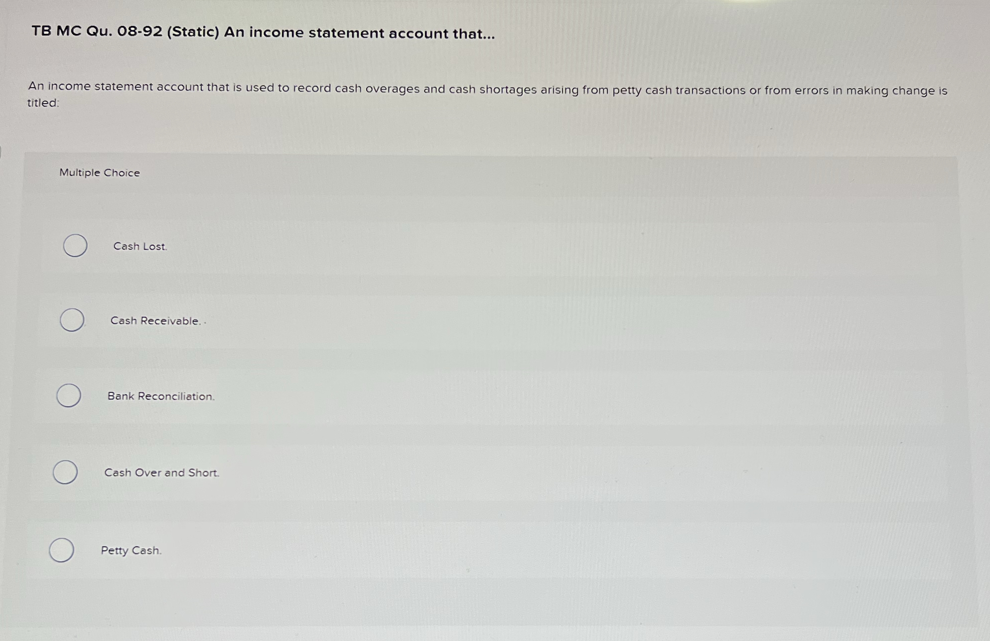 TB MC Qu . 0 8 - 9 2 ( Static ) An income