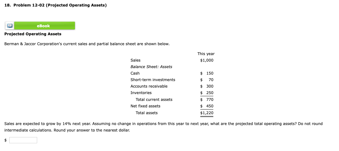 18. Problem 12-02 (Projected Operating Assets) L3