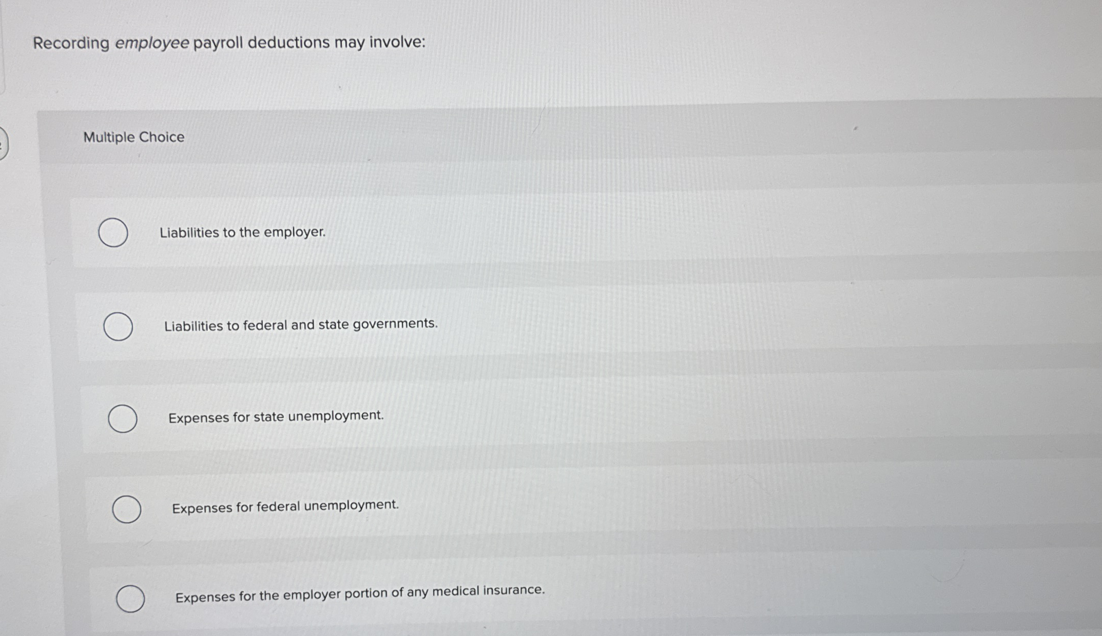 Recording employee payroll deductions may