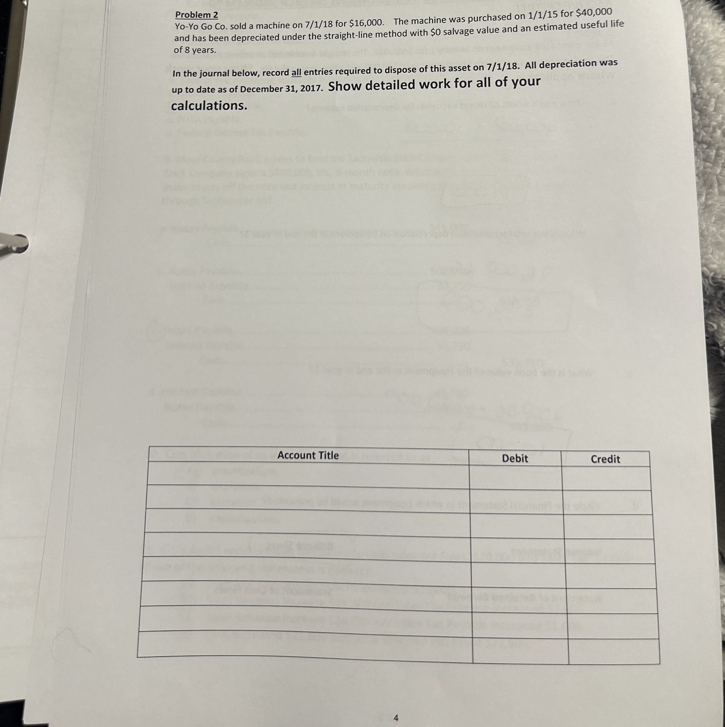 Problem 2 Yo - Yo Go Co . sold a machine on 7 1 ?