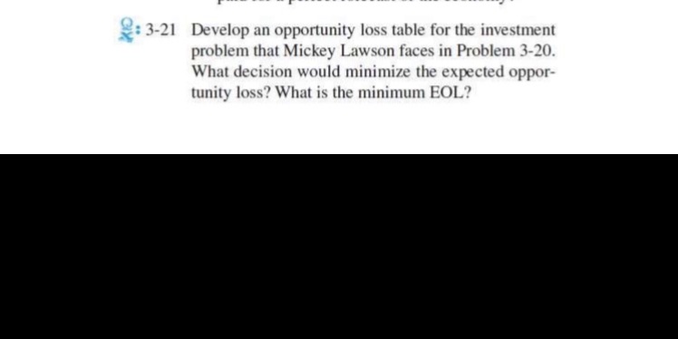 2:3-21 Develop an opportunity loss table for the