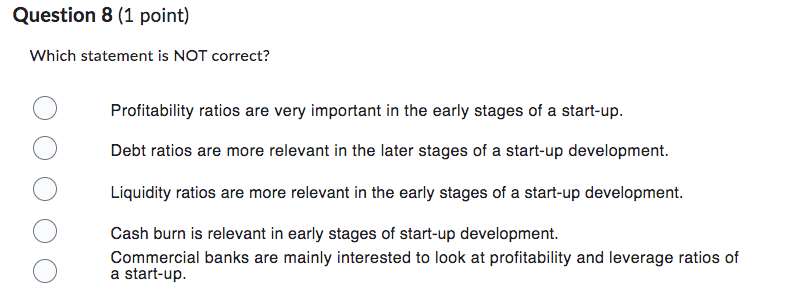 Question 7 (1 point) Given the following