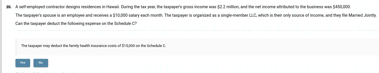 2 0 . A self - employed contractor designs