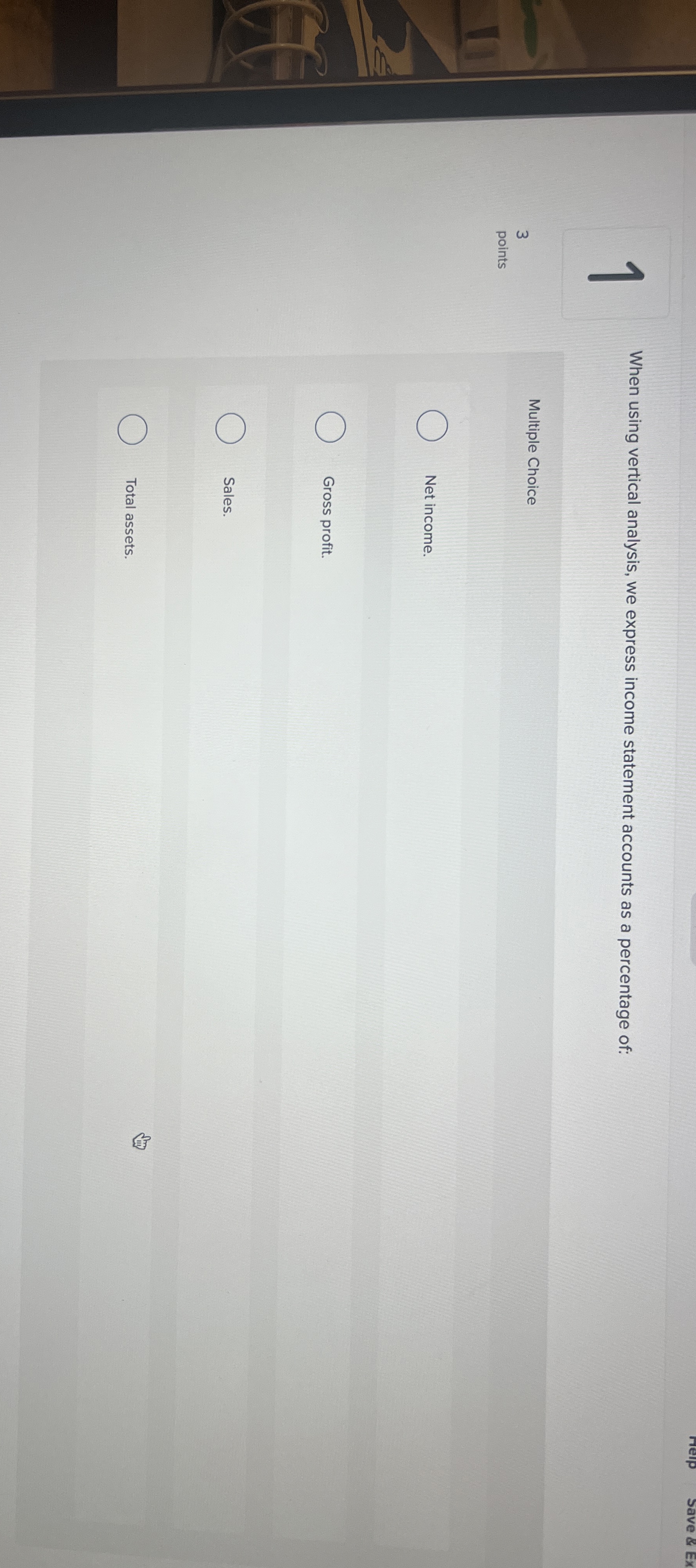 When using vertical analysis, we express income