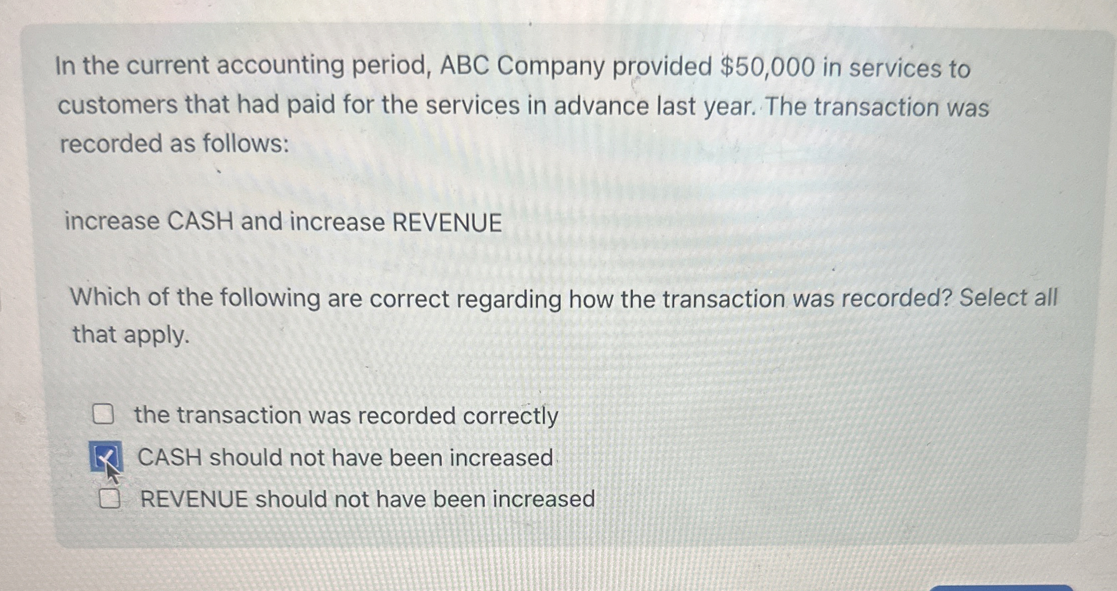 In the current accounting period, ABC Company
