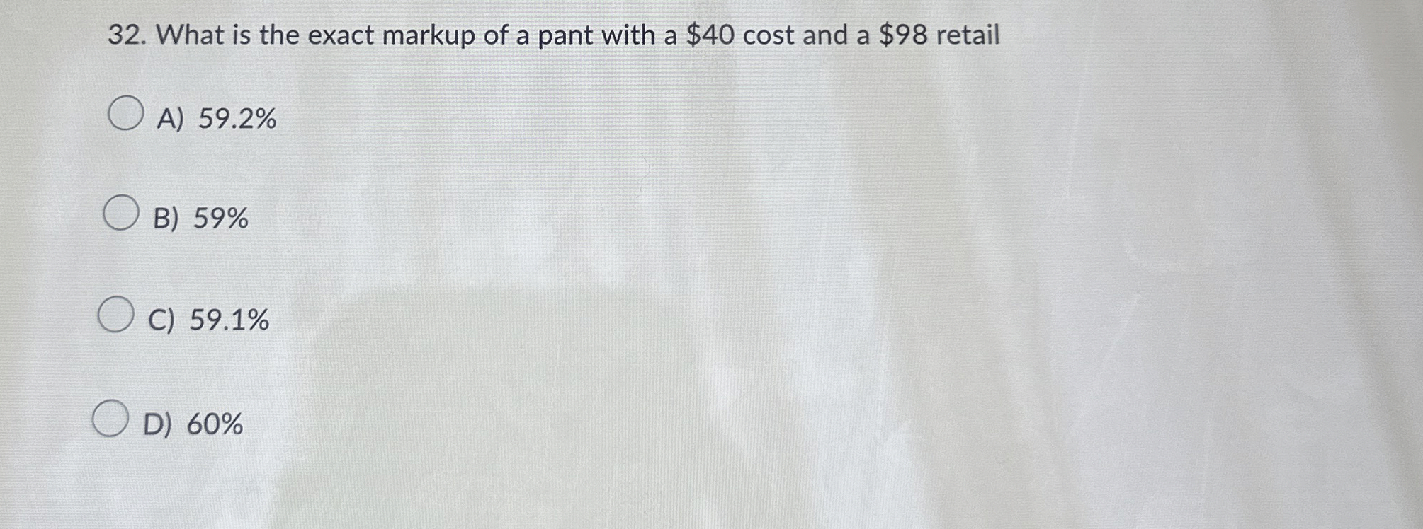 What is the exact markup of a pant with a $ 4 0