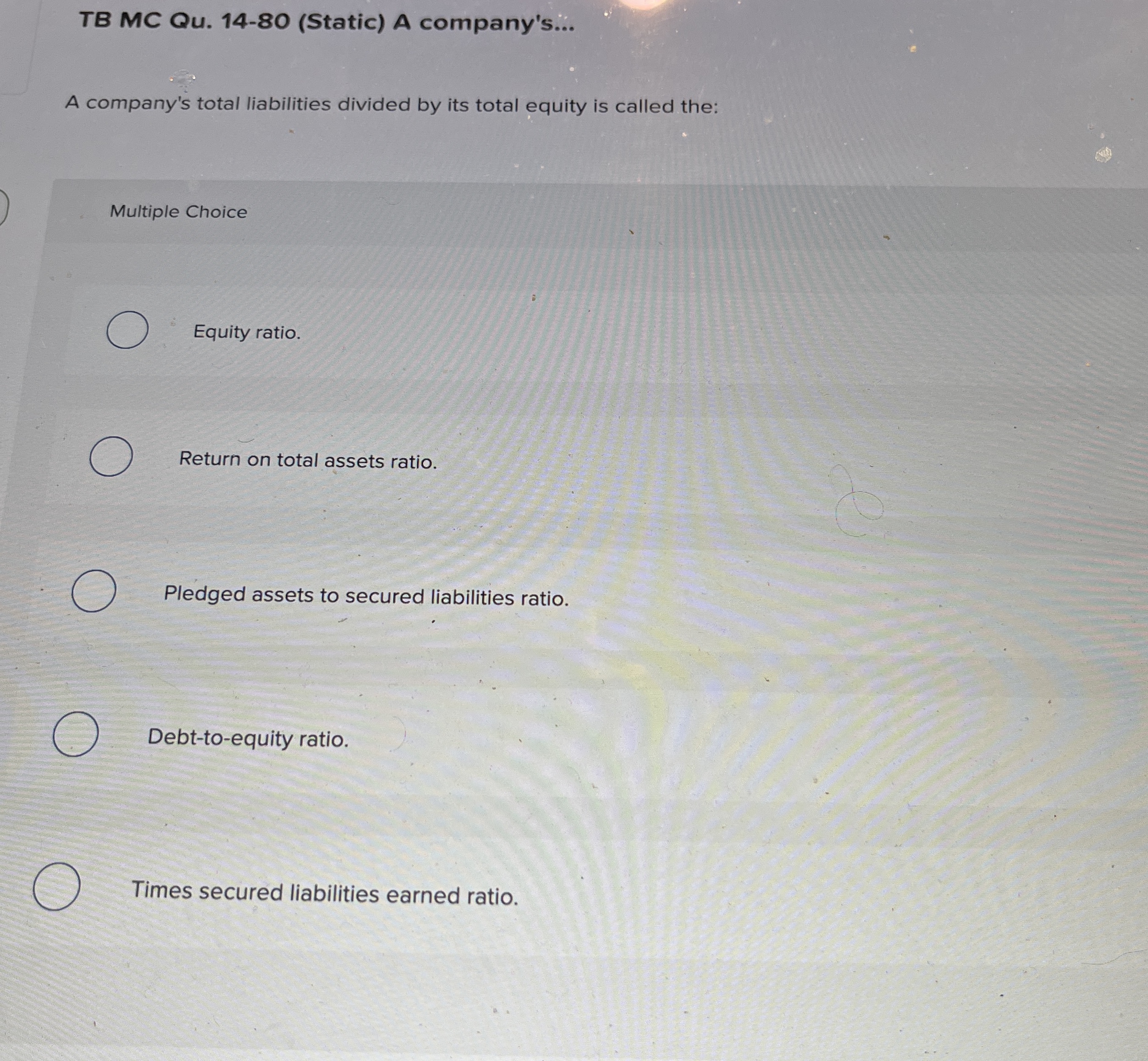 TB MC Qu . 1 4 - 8 0 ( Static ) A company's... A