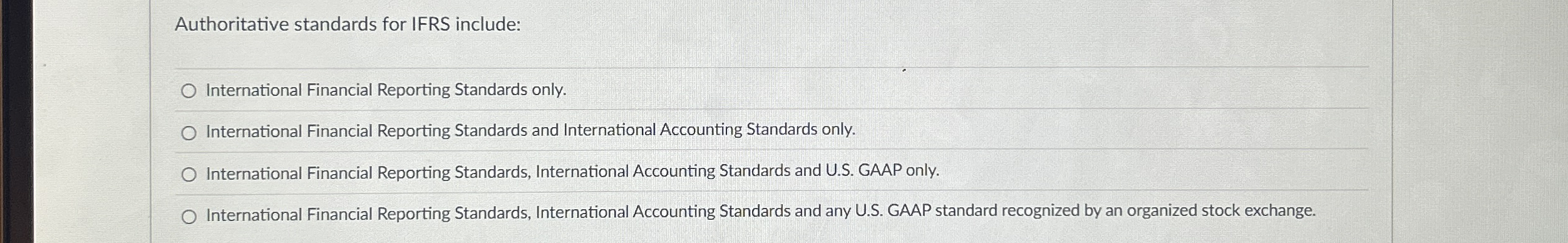 Authoritative standards for IFRS include: