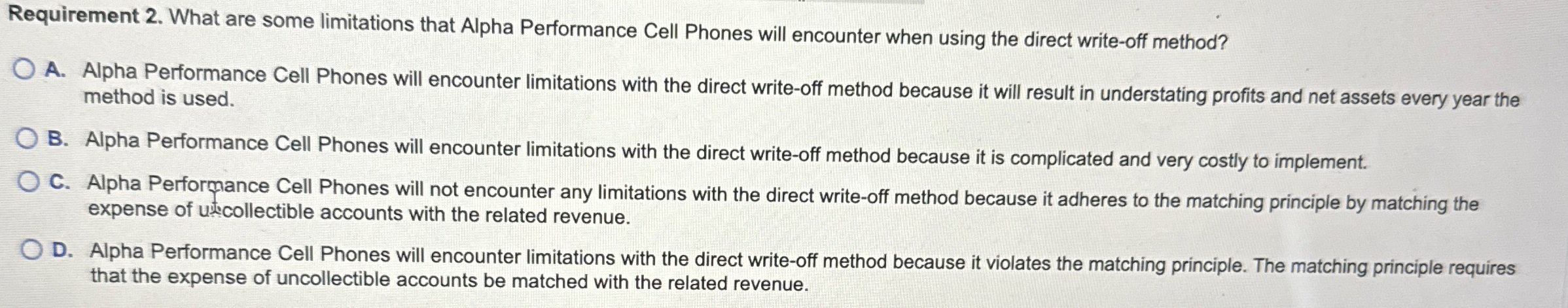 Requirement 2 . What are some limitations that