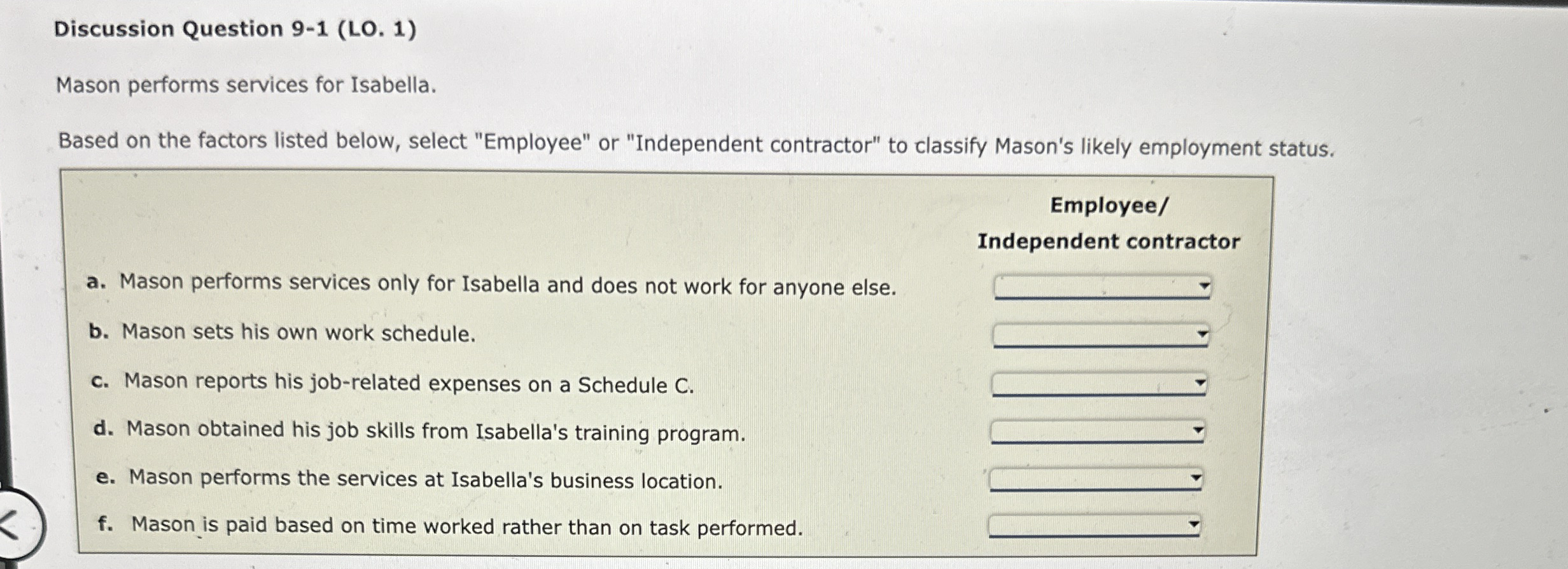 Discussion Question 9 - 1 ( LO . 1 ) Mason