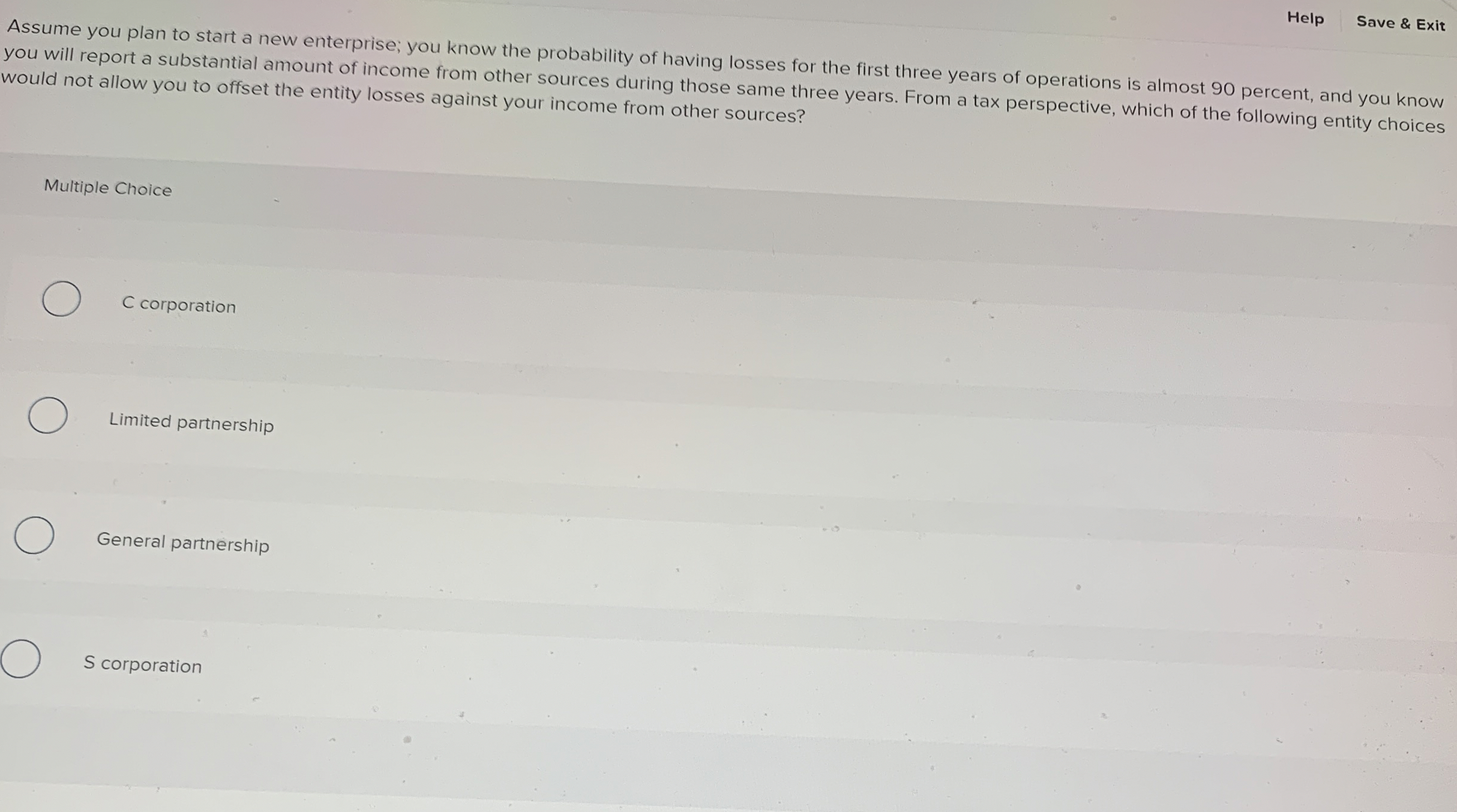 Help Save & Exit Assume you plan to start a new