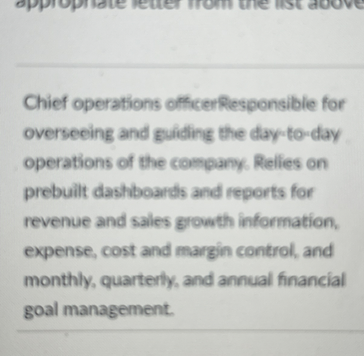 Chief operations officerResponsible for