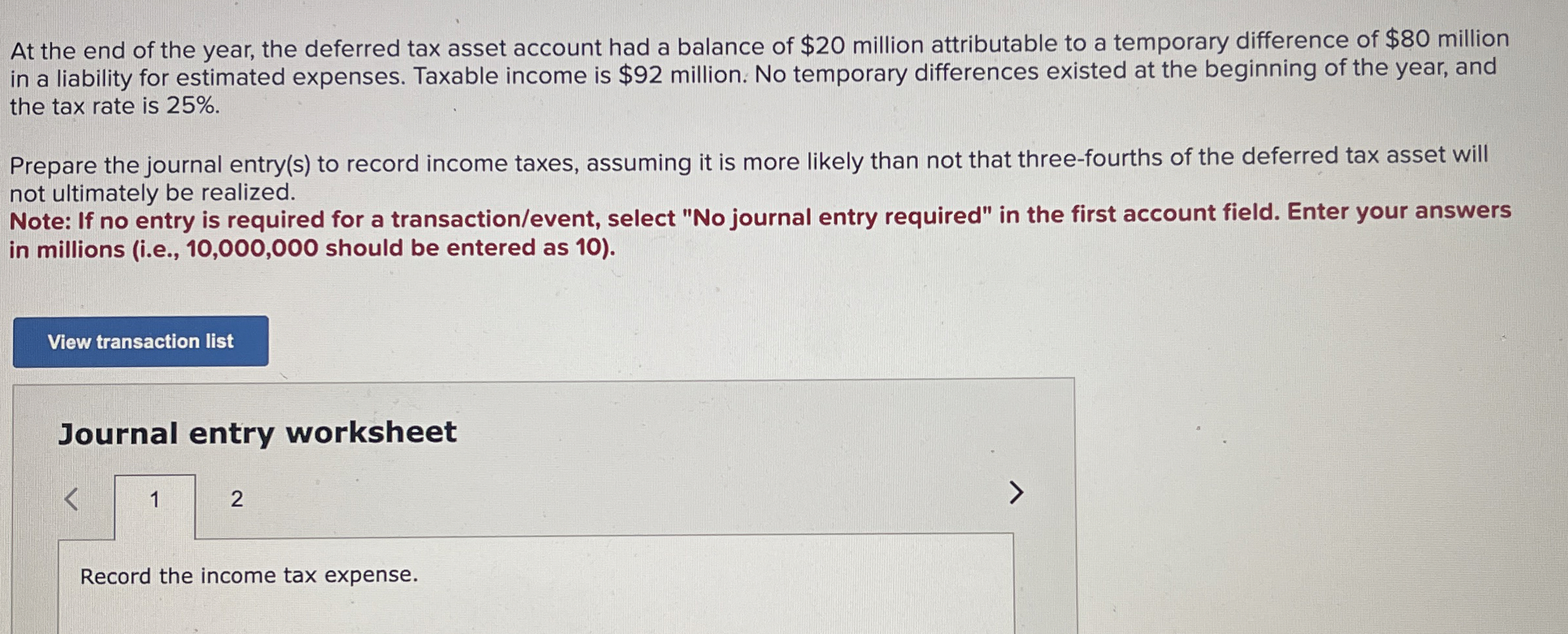 At the end of the year, the deferred tax asset