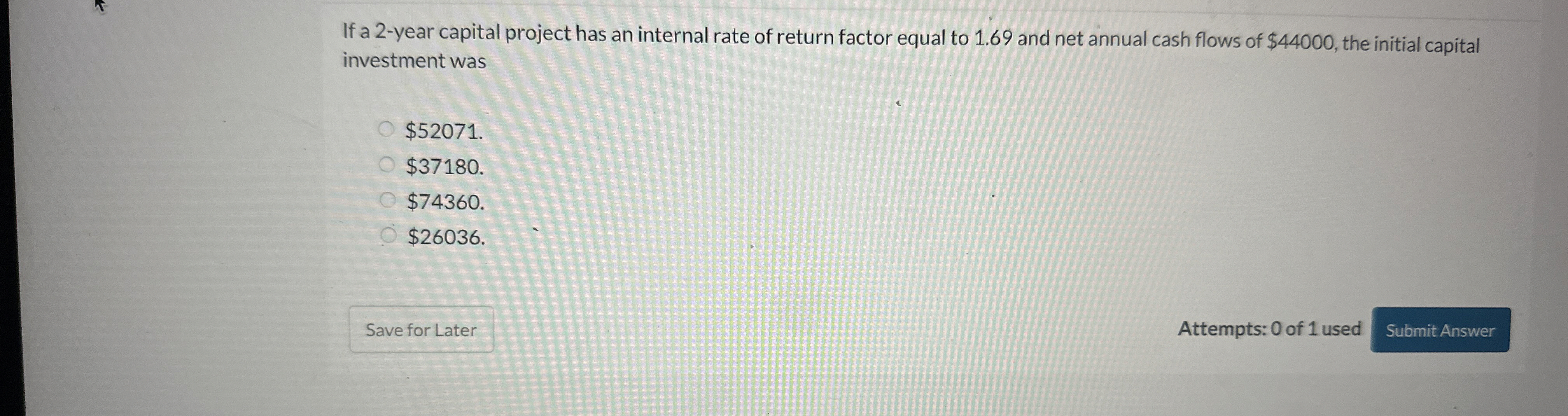 If a 2 - year capital project has an internal