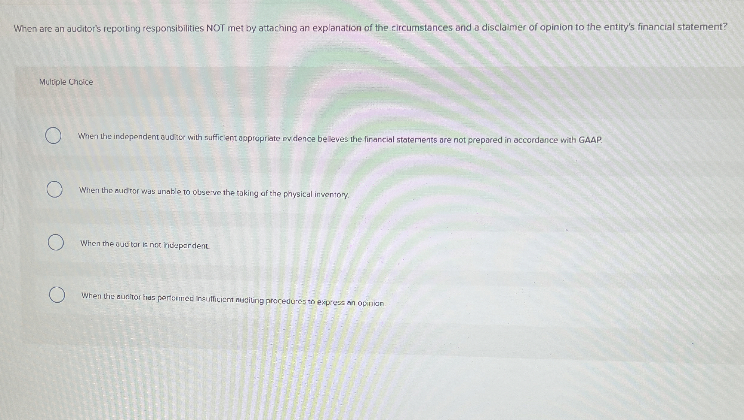 When are an auditor's reporting responsibilities