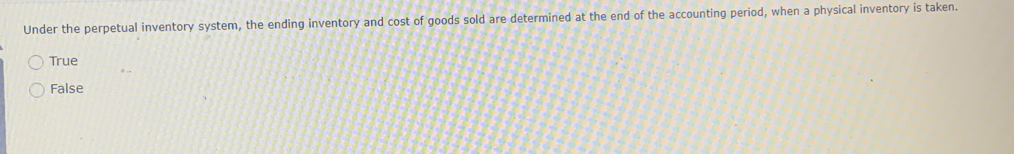 Under the perpetual inventory system, the ending