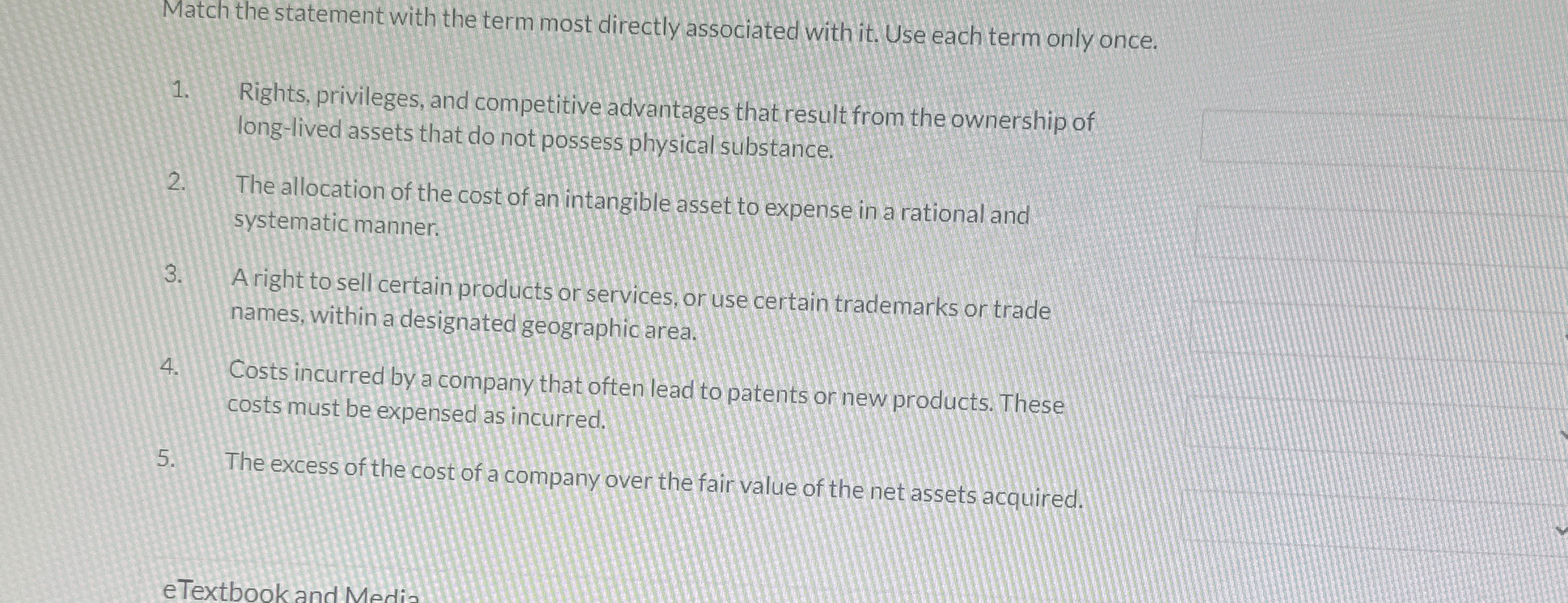 Match the statement with the term most directly