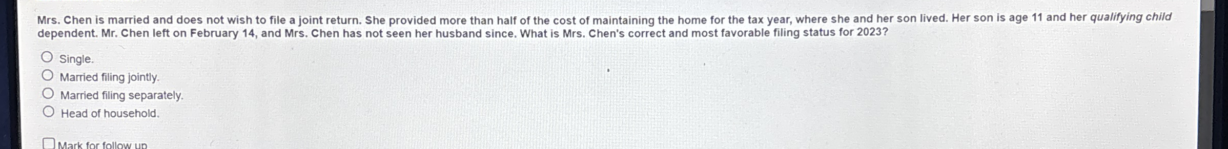 dependent. Mr . Chen left on February 1 4 , and