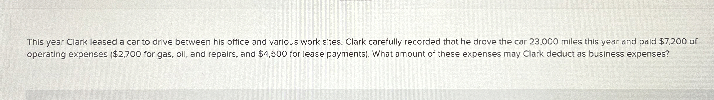 This year Clark leased a car to drive between his