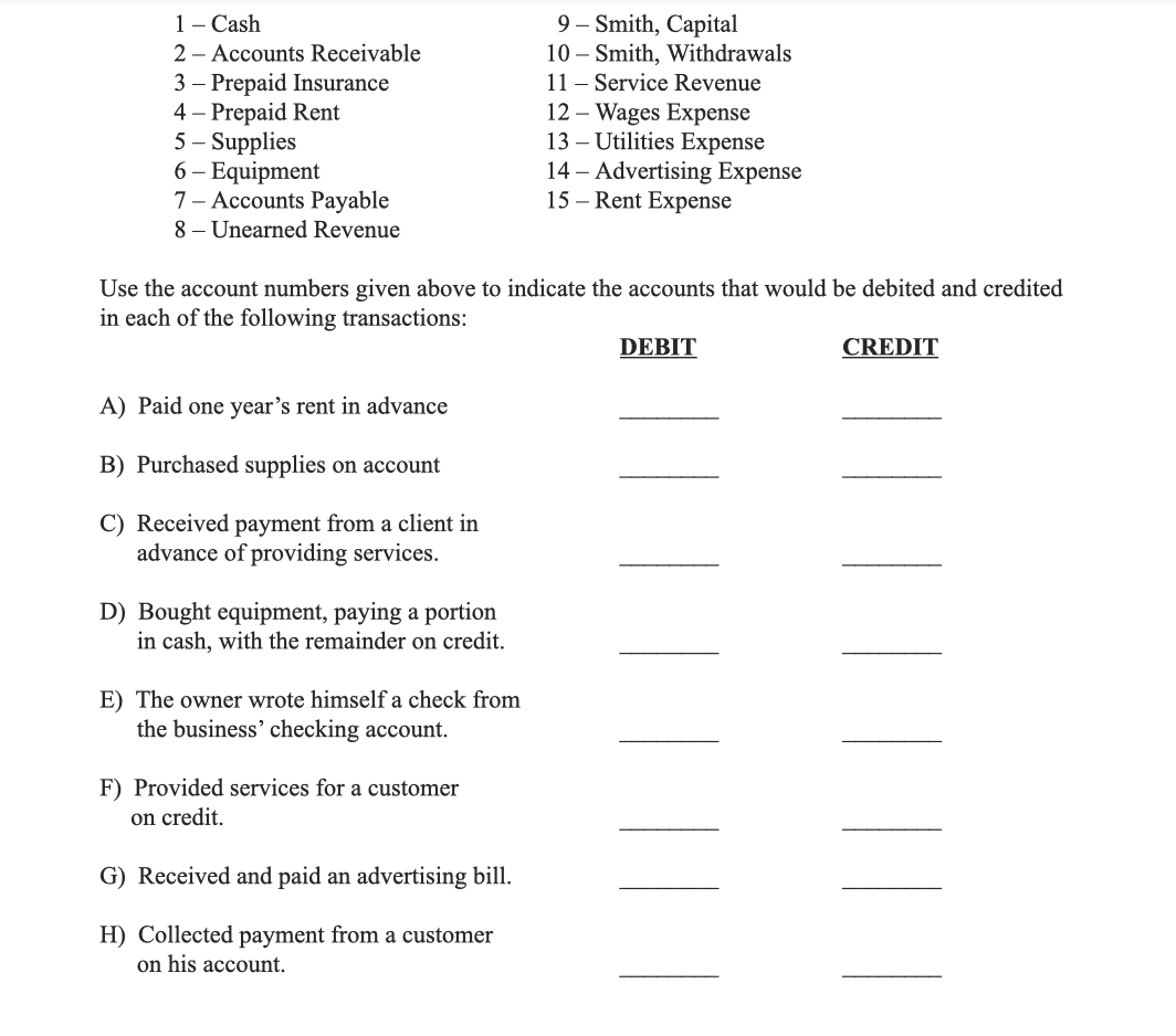 Please help with this question 1 Cash 9 Smith,