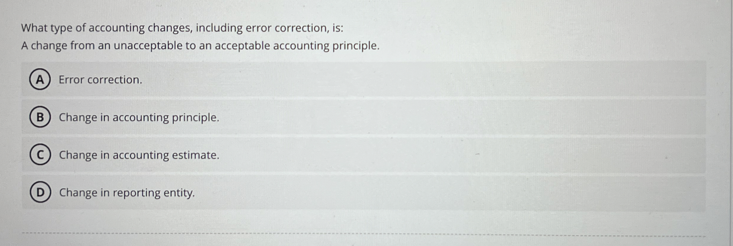 What type of accounting changes, including error
