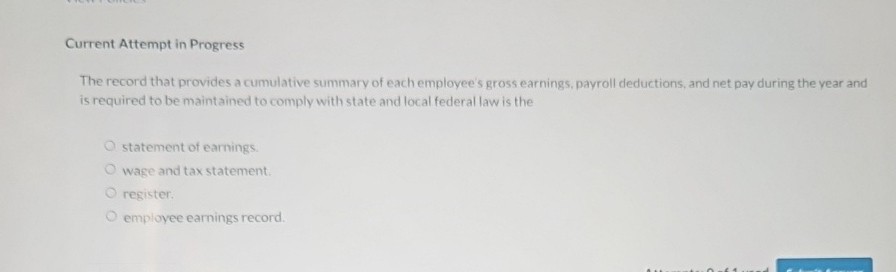 Current Attempt in Progress The record that