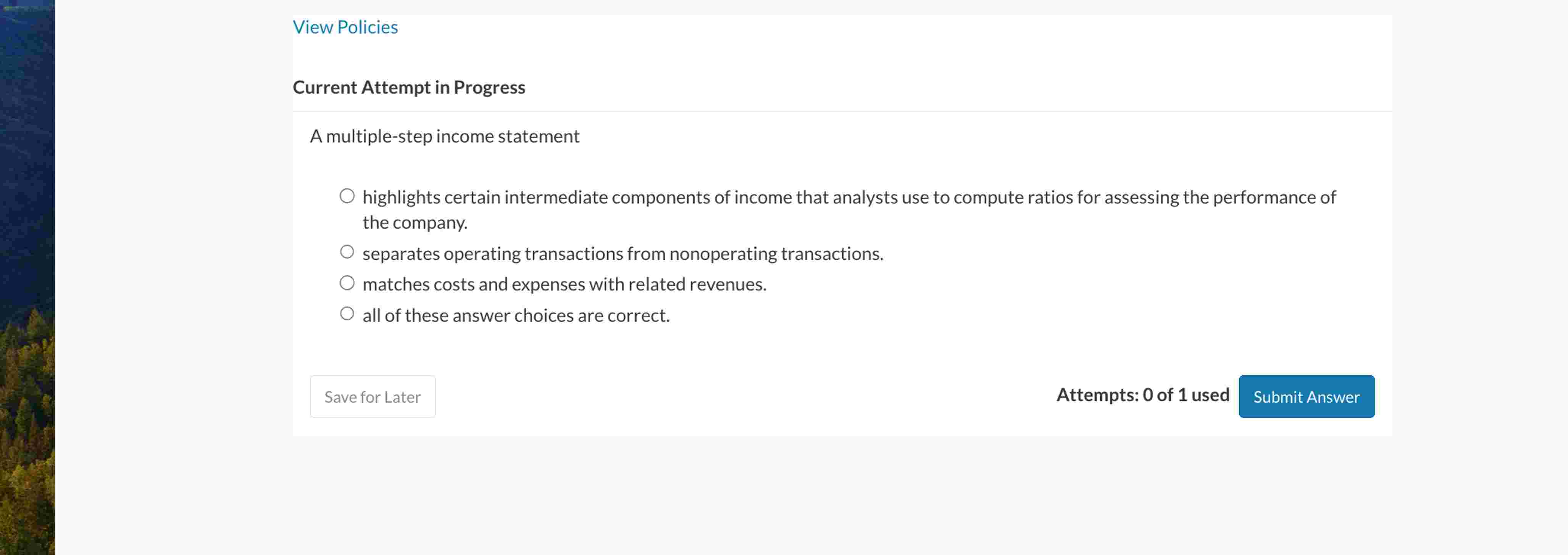 A multiple - step income statementhighlights