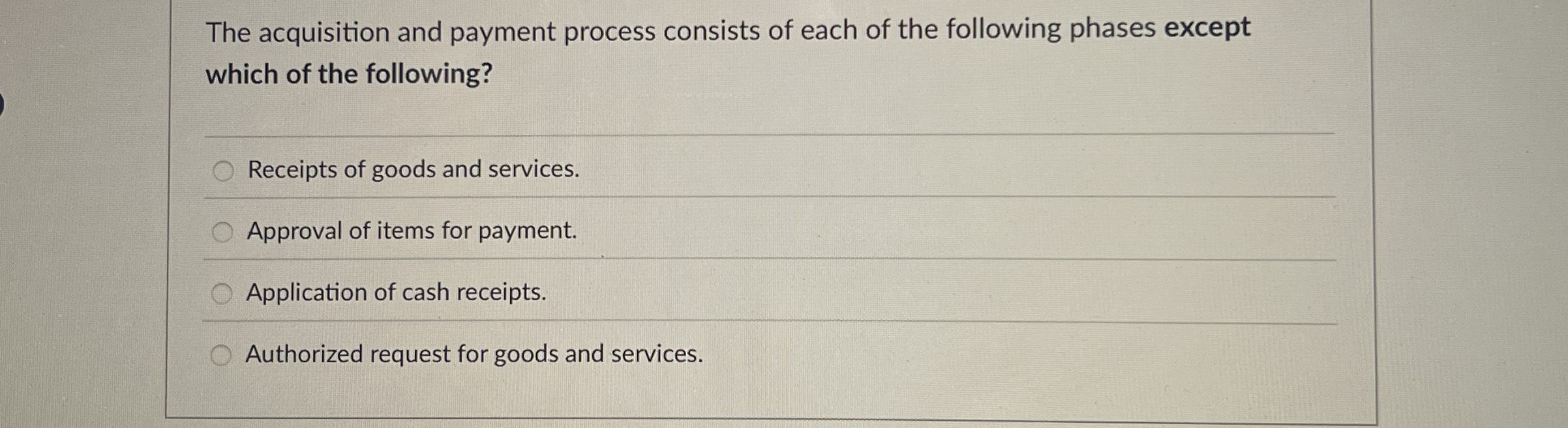 The acquisition and payment process consists of