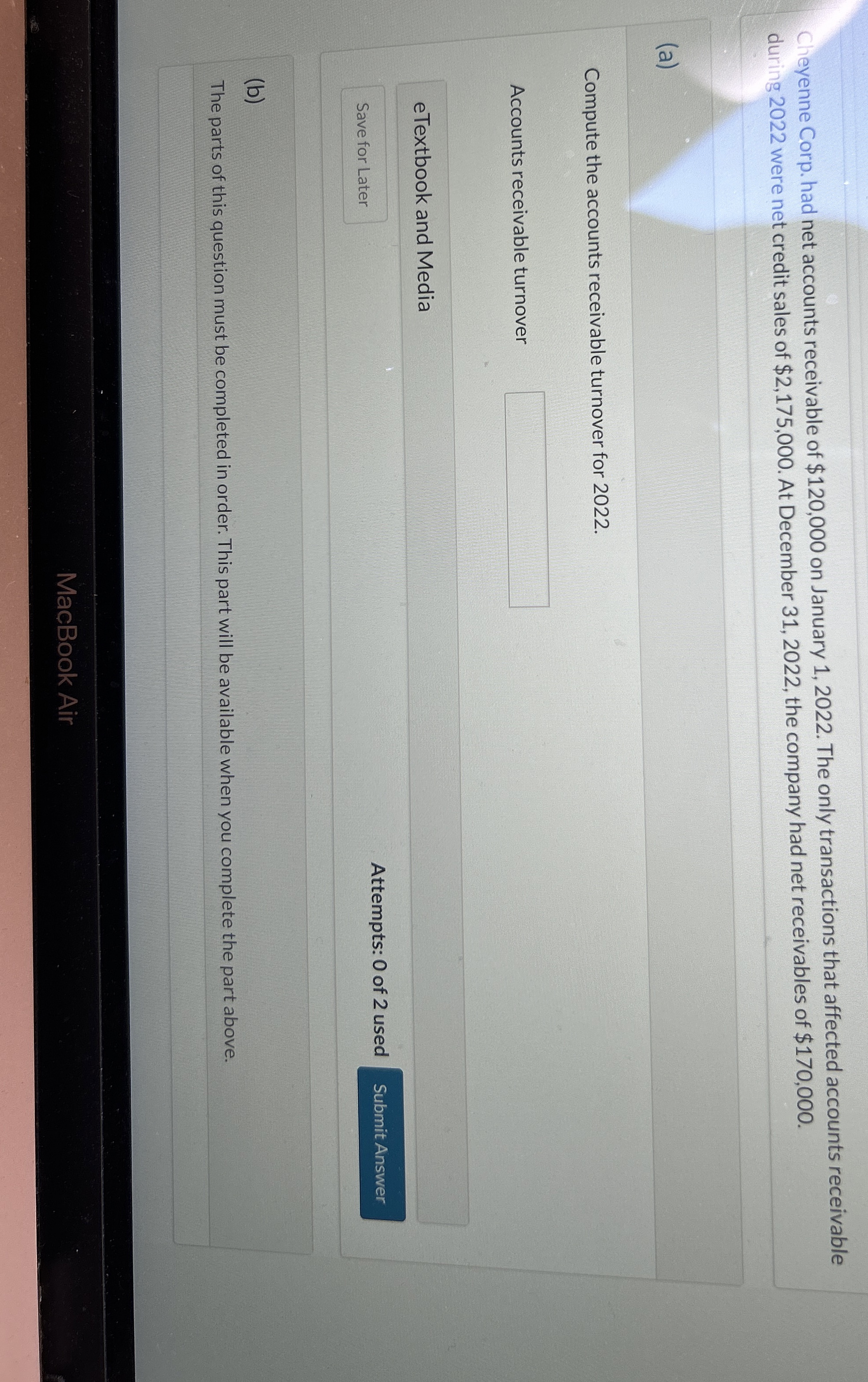 Cheyenne Corp. had net accounts receivable of $ 1