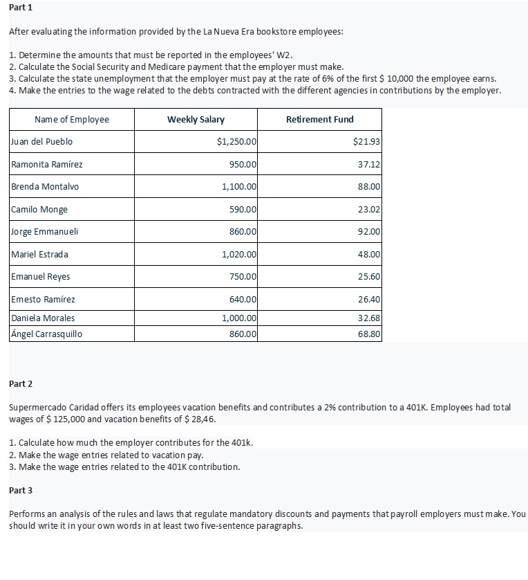 Witholdings Part 1 After evaluating the