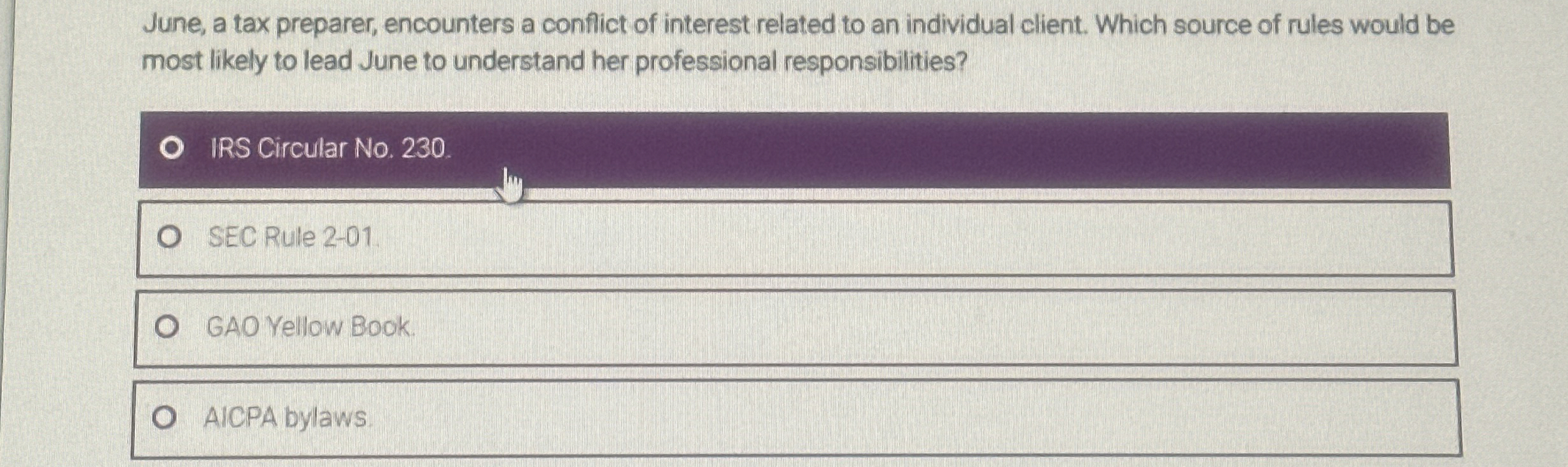 June, a tax preparer, encounters a conflict of