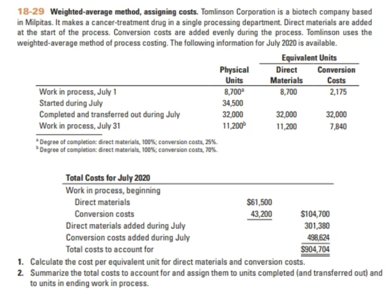 1 8 - 2 9 Weighted - average method, assigning
