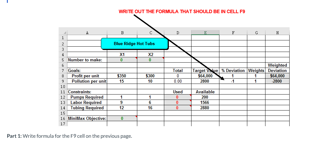 Given the following information, complete the