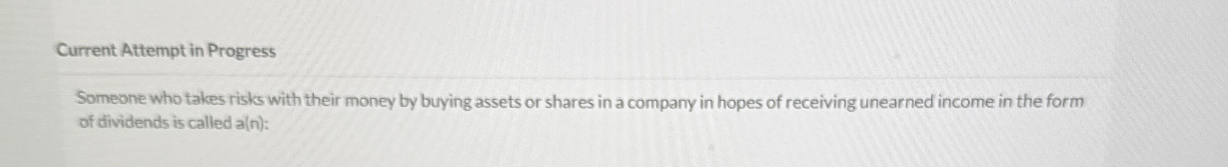 Current Attempt in Progress Someone who takes