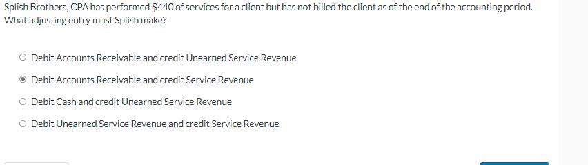 Splish Brothers, CPA has performed \ ( \ $ 4 4 0