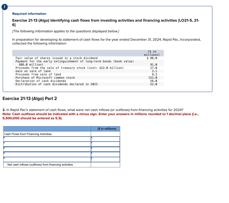 Required information Exercise 2 1 - 1 3 ( Algo )