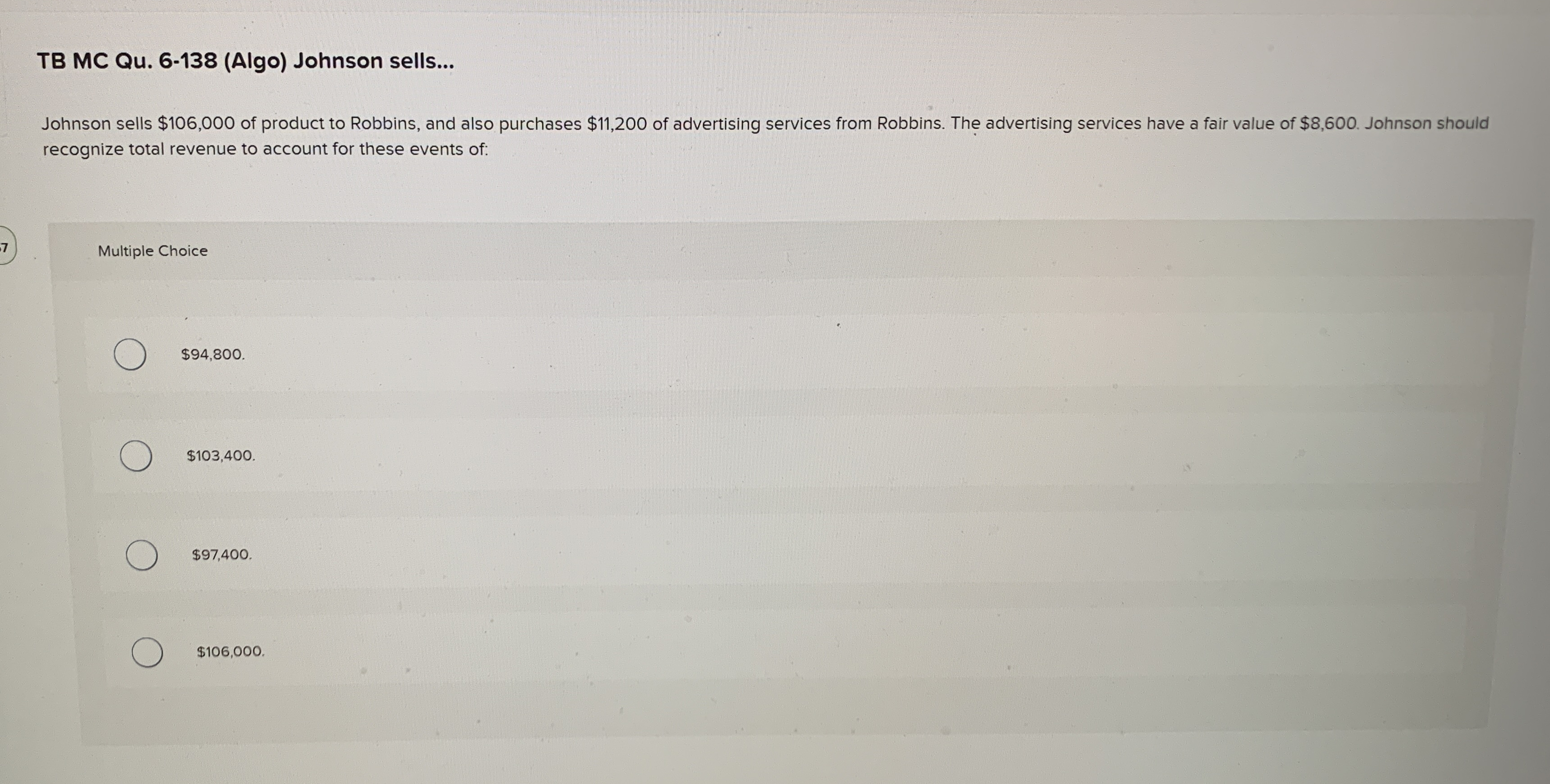 TB MC Qu . 6 - 1 3 8 ( Algo ) Johnson sells...