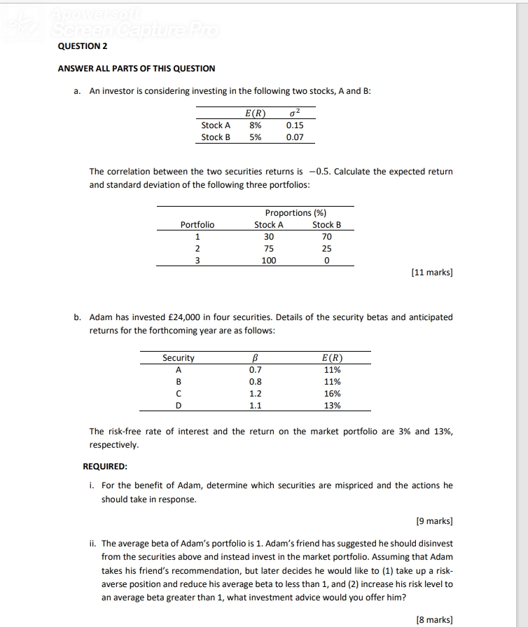 Apowersoft een Capture Pro QUESTION 2 ANSWER ALL