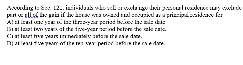 please answer According to Sec. 121, individuals