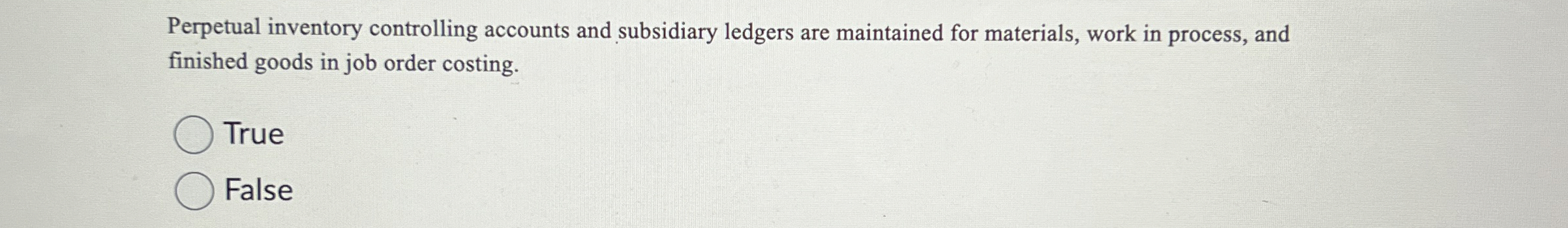 Perpetual inventory controlling accounts and