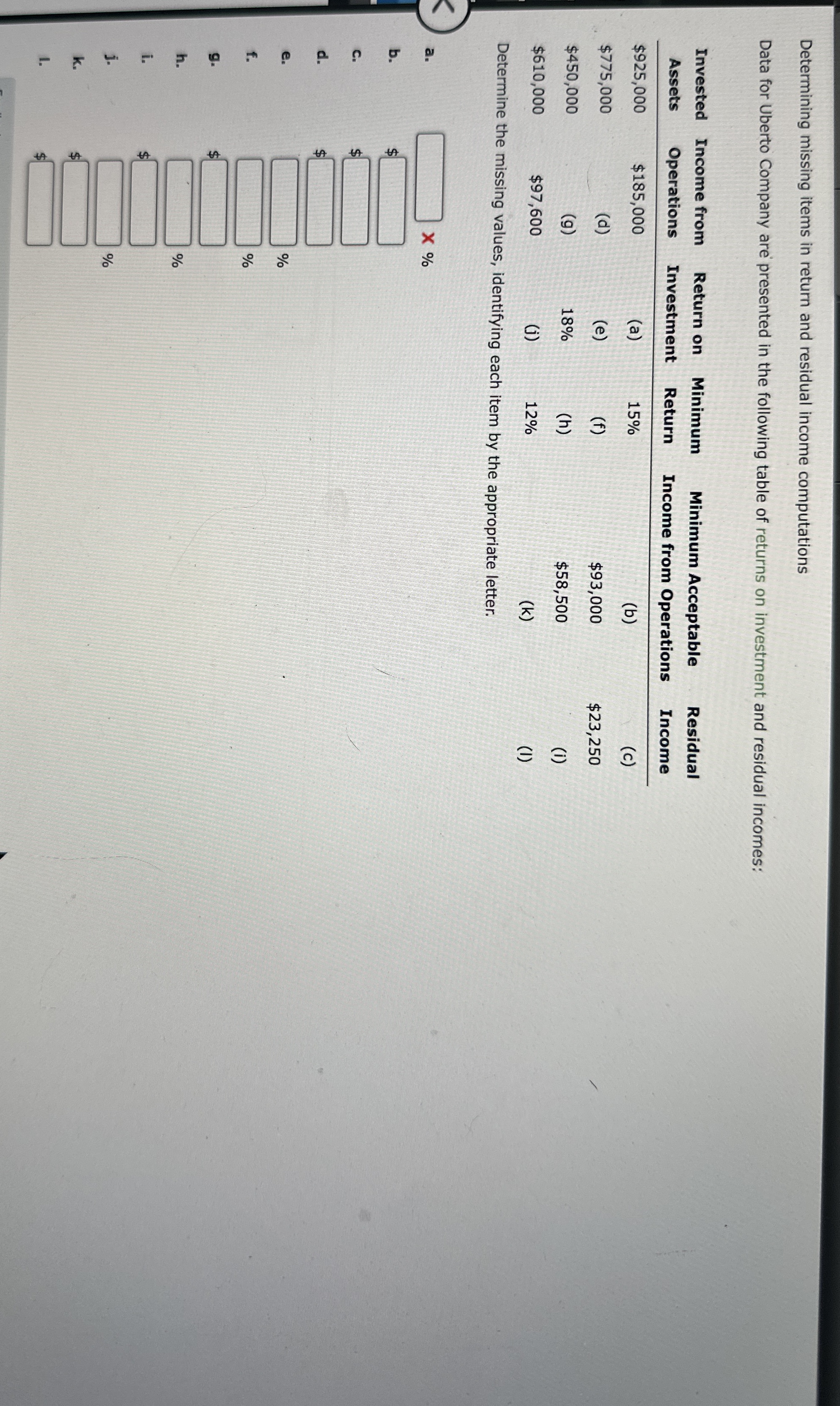 Determining missing items in return and residual