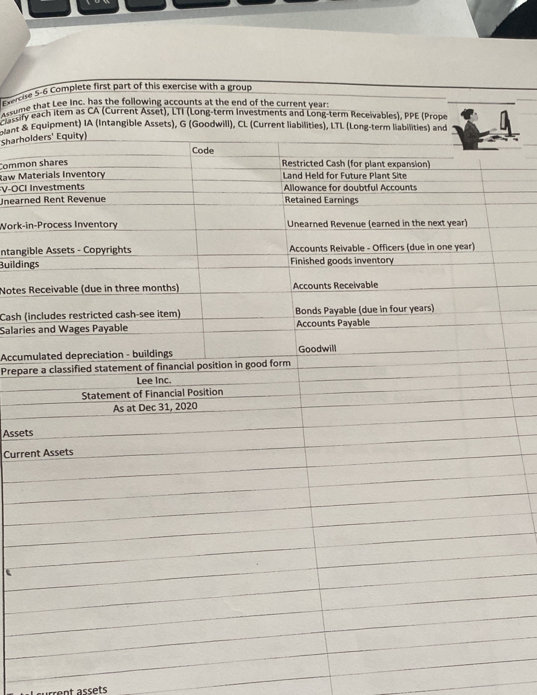 Exercise 5-6 Complete first part of this exercise