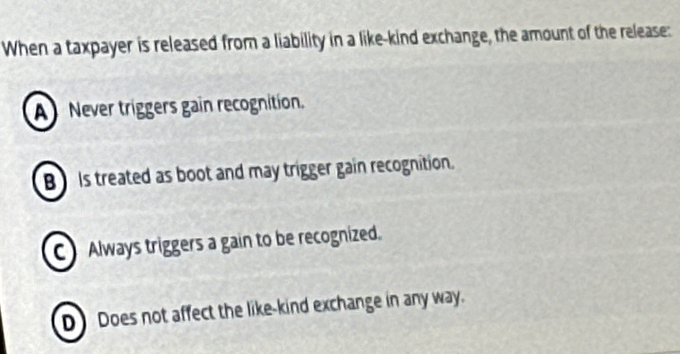 When a taxpayer is released from a liablily in a