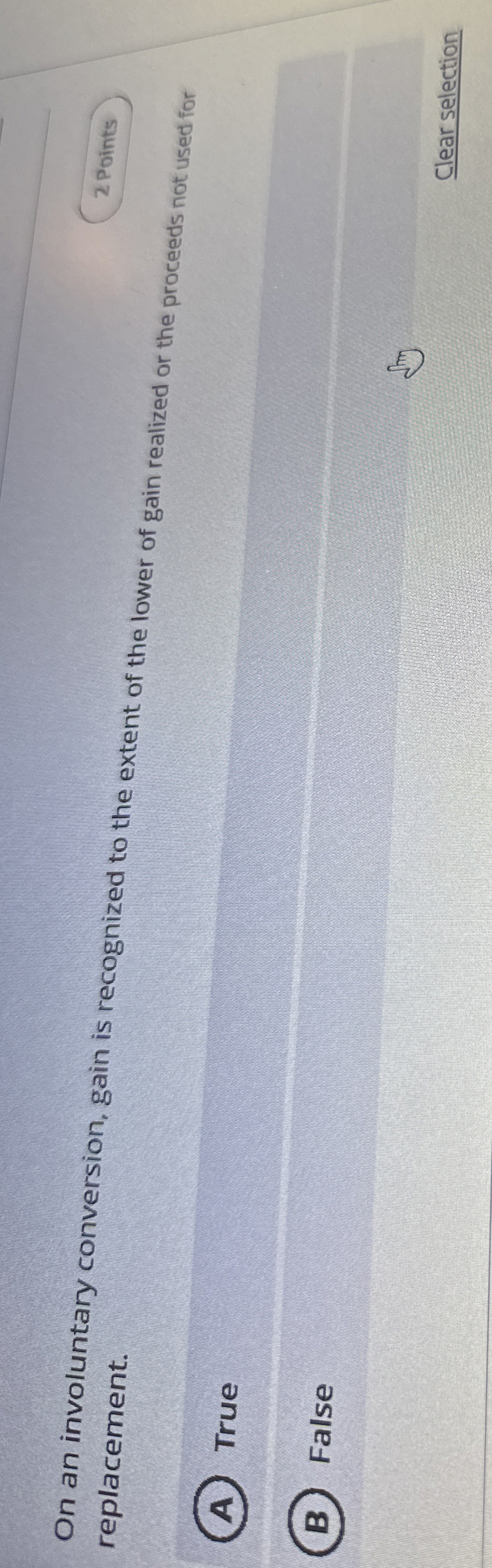 On an involuntary conversion, gain is recognized