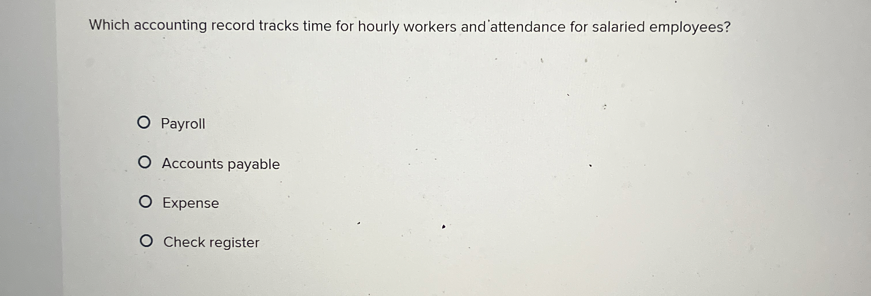 Which accounting record tracks time for hourly