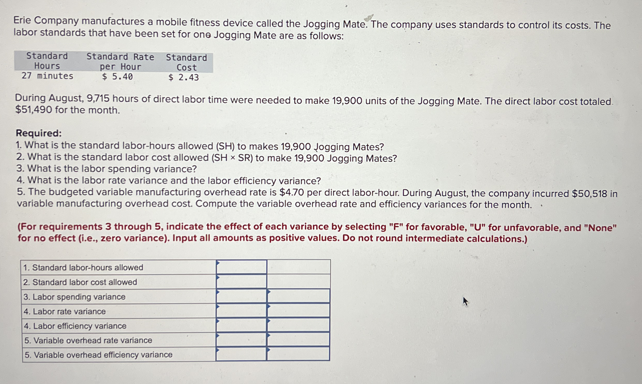 Erie Company manufactures a mobile fitness device